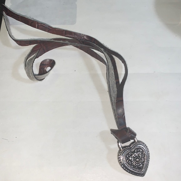 Brighton croc embossed Heart FOB Hangtag charm key chain used - Picture 1 of 4
